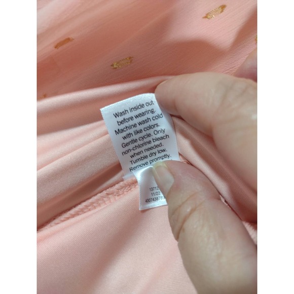 LC Lauren Conrad Peach Gold Polka Dot Chiffon Tiered Maxi‎ Dress Size 2X - Picture 12 of 12